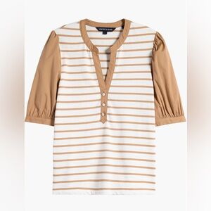 ⚡️NWT⚡️Veronica Beard Kellie Beige and White Striped Top